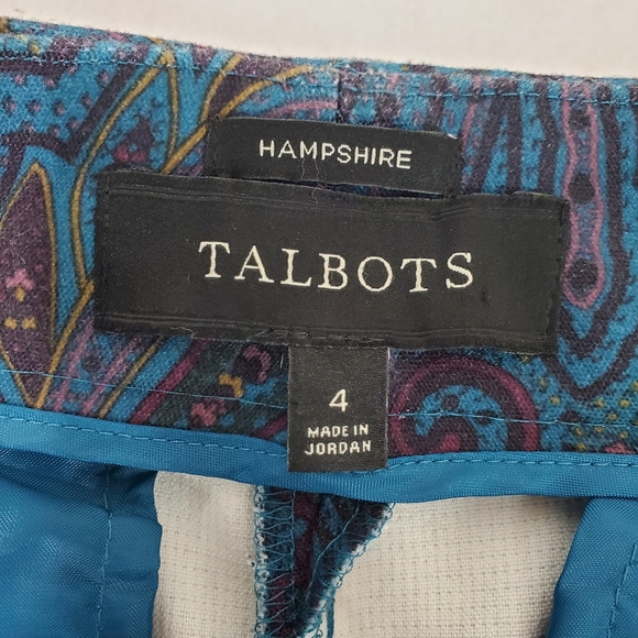 Talbots Paisley Hampshire Pants, Size 4 Fall Workwear Careerwear Office Dress Up - Picture 8 of 8